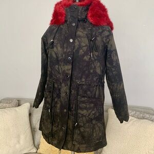 Woman’s BlankNYC Black and Red Women's Hooded Jacket